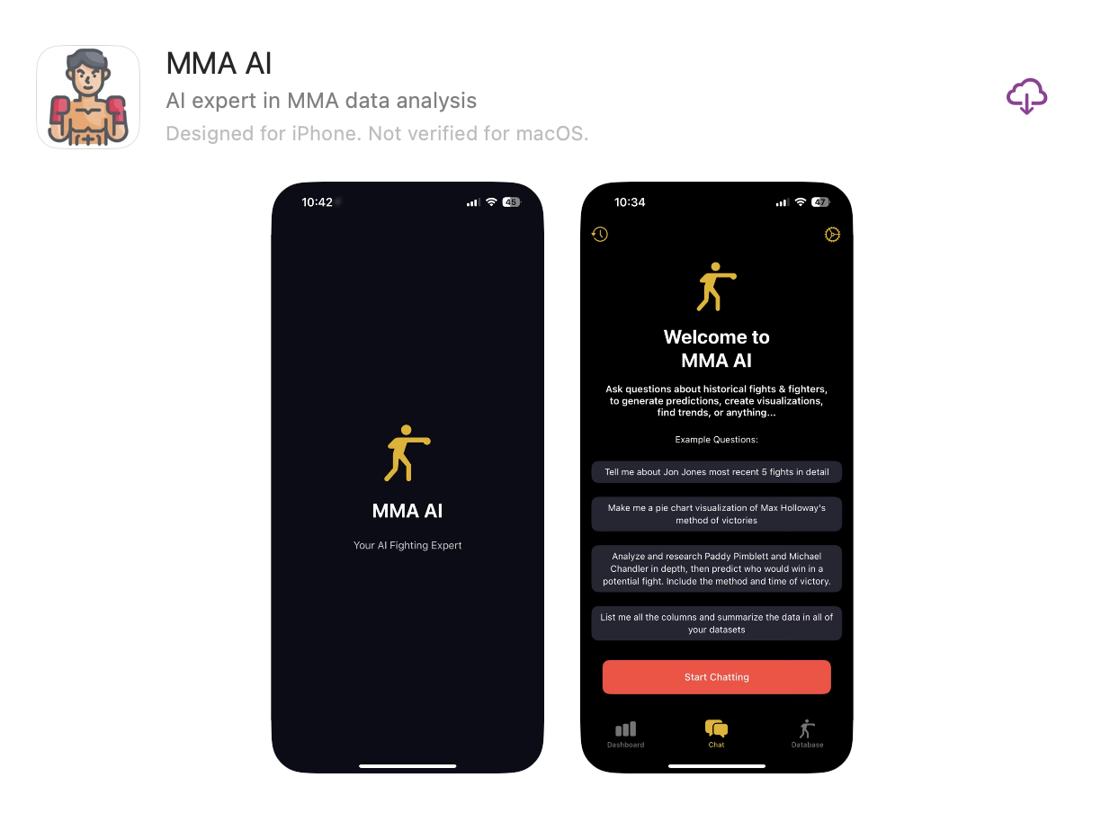MMA AI (iOS) screenshot