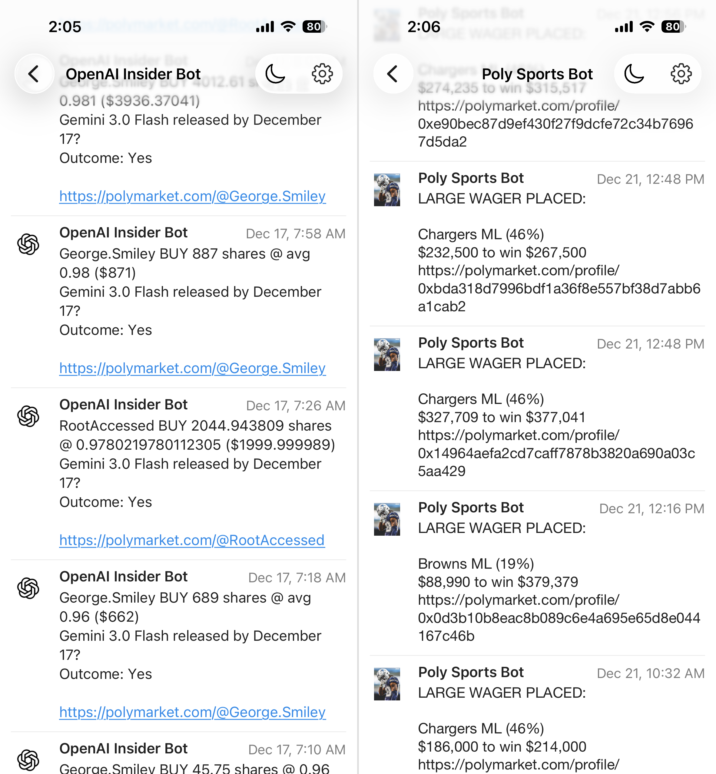Polymarket Bots screenshot